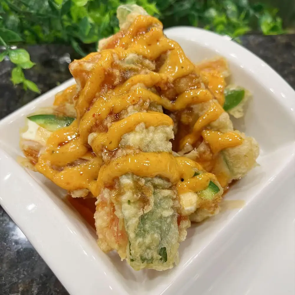 Tempura vegetables with cheese sauce from Wasabi AYCE, a Japanese restaurant in Superior